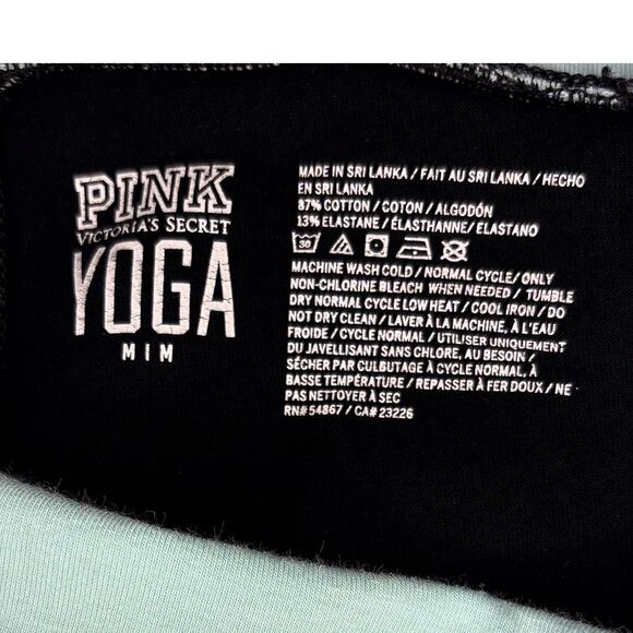 Y2K Victorias Secret Pink Yoga Crop Foldover Leggings Sequin Medium Black Teal - Picture 7 of 8